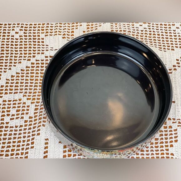 Vintage NAGONA JAPAN black and floral short round vase || Vintage trinket || - Picture 5 of 8